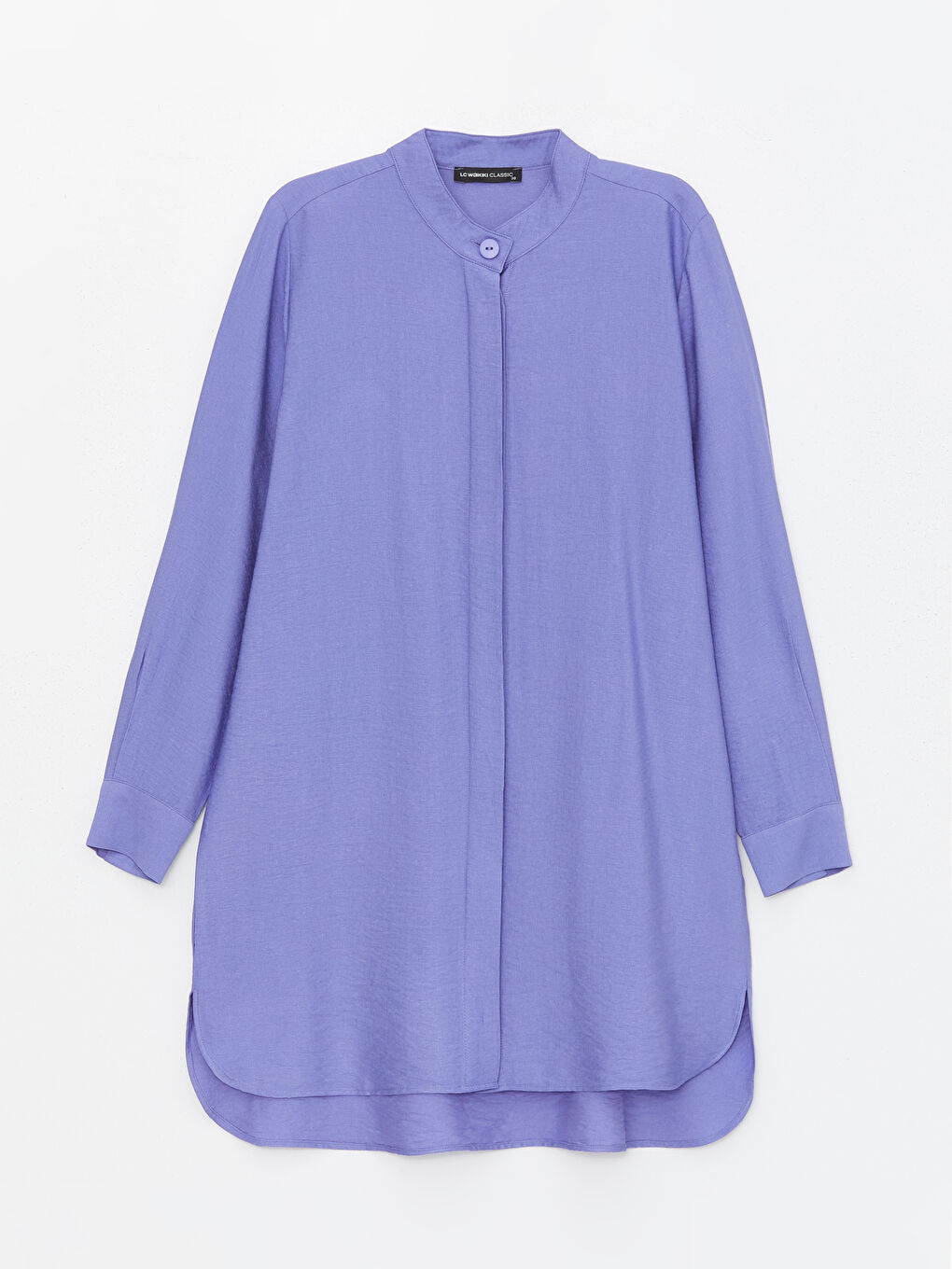 Women's Grandad Collar Plain Shirt Tunic -S4EB45Z8-DX9