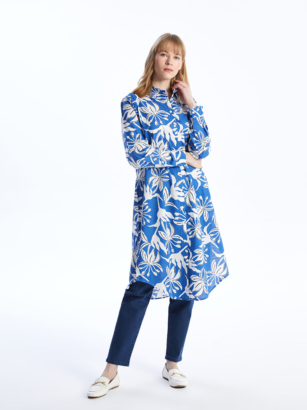 Patterned Women's Shirt Tunic -S4EB49Z8-LQQ