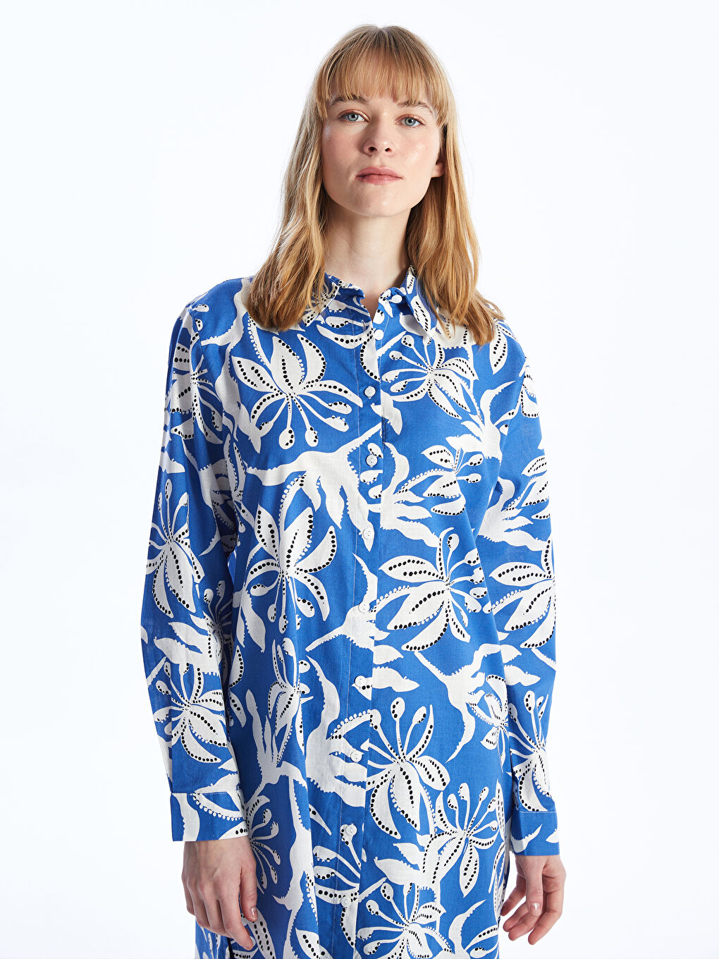 Patterned Women's Shirt Tunic -S4EB49Z8-LQQ