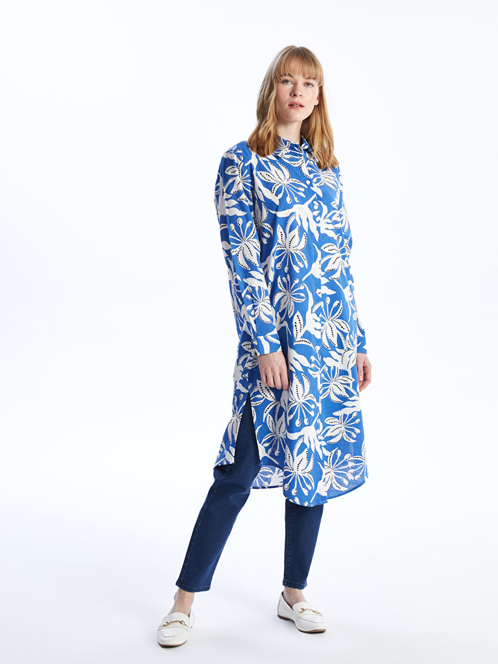 Patterned Women's Shirt Tunic -S4EB49Z8-LQQ