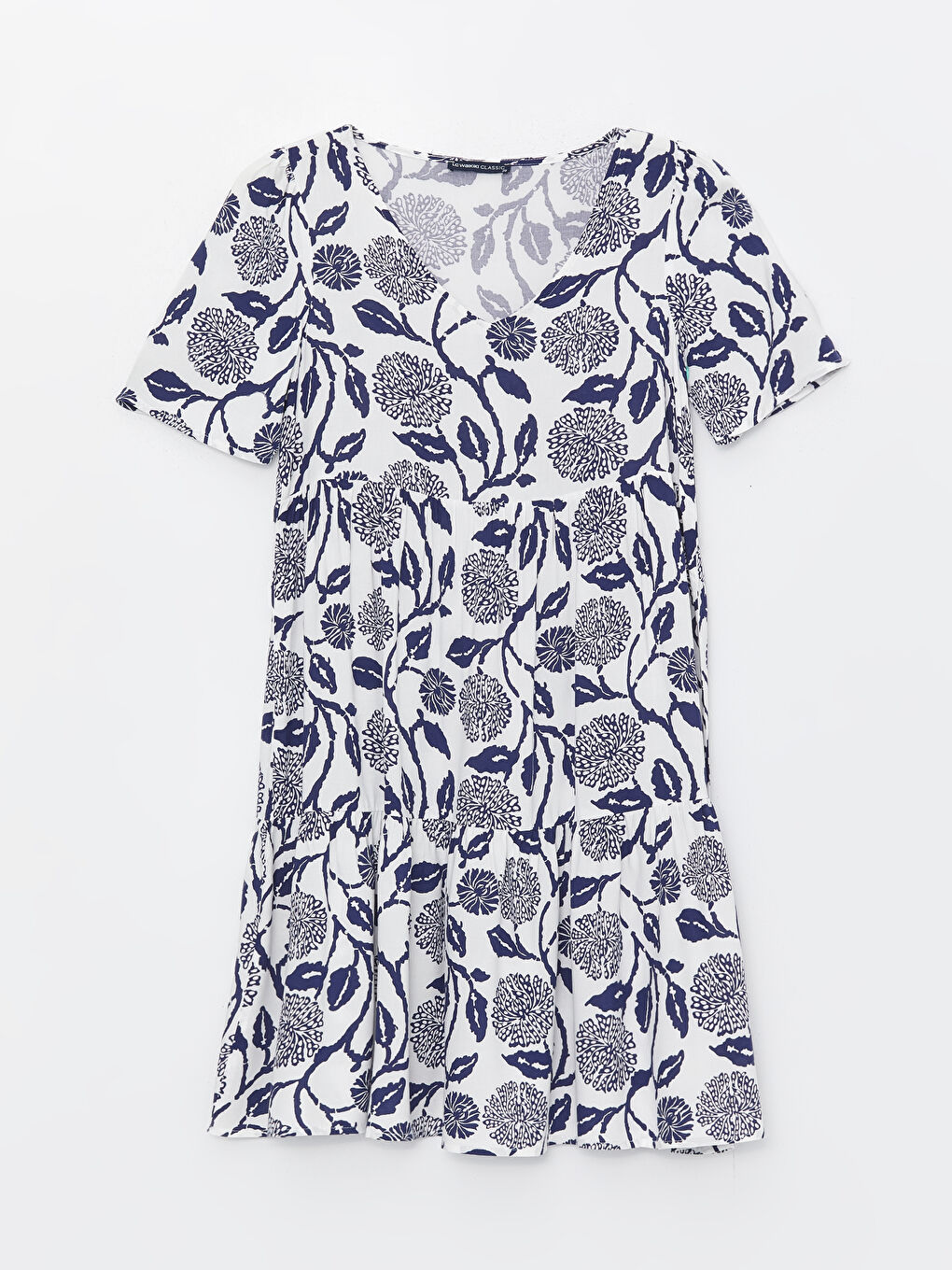 LC Waikiki V-Neck Floral Short Sleeve Women's Dress -S4EB65Z8-LSJ