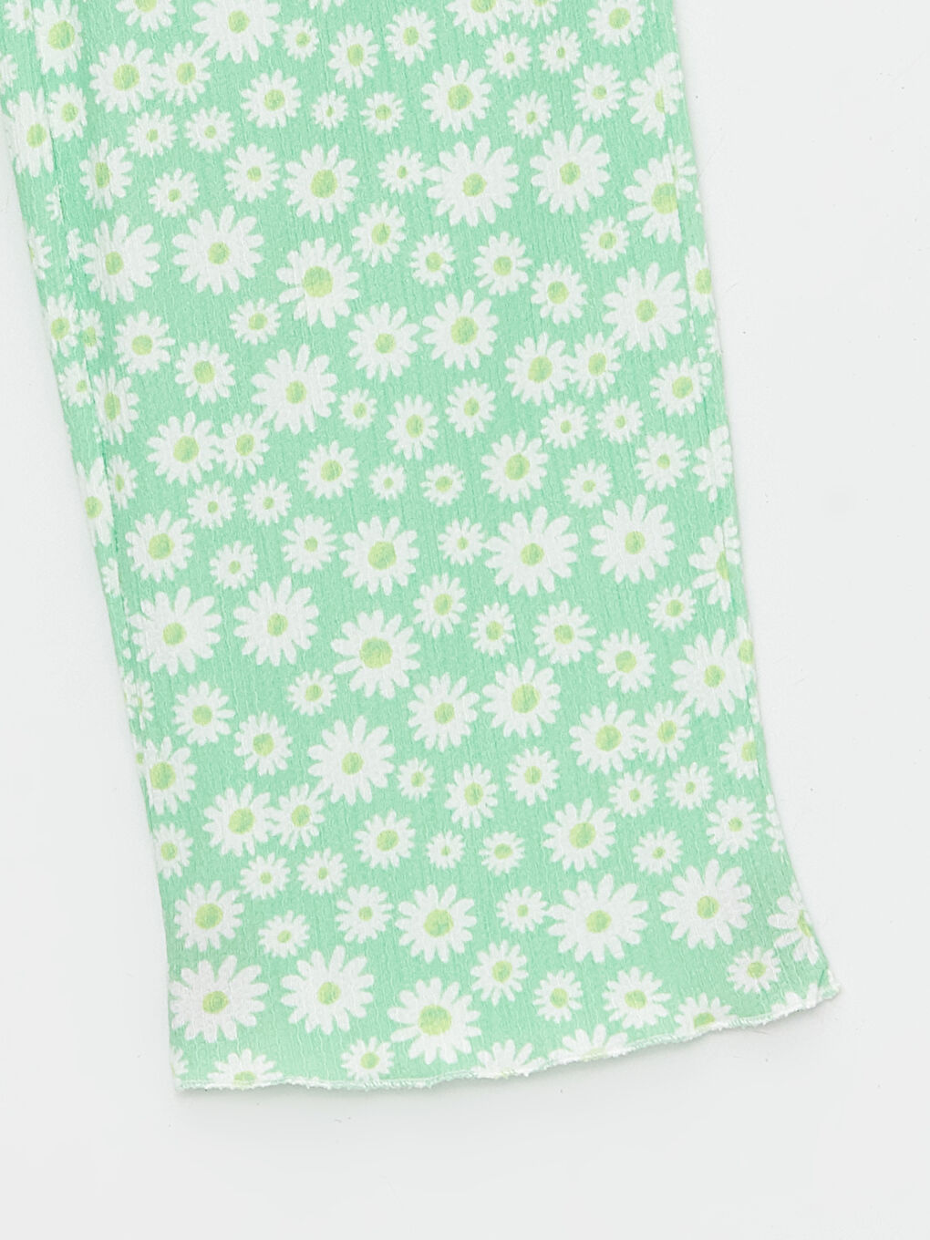 Yeşil Beli Lastikli Çiçekli Kız Çocuk Pantolon-2