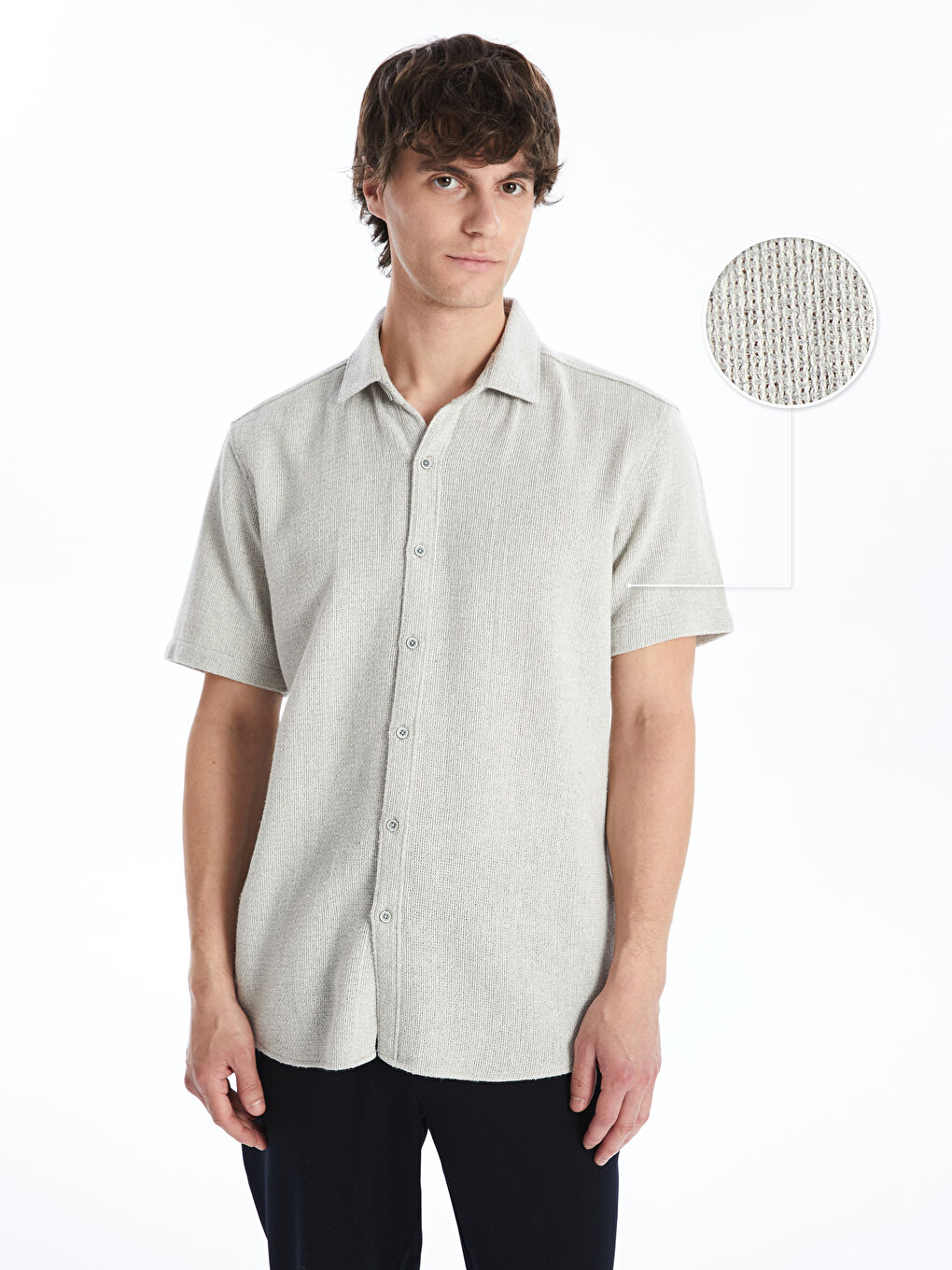 Regular Fit Short Sleeve Men's Textured Shirt -S4EC29Z8-Y3C