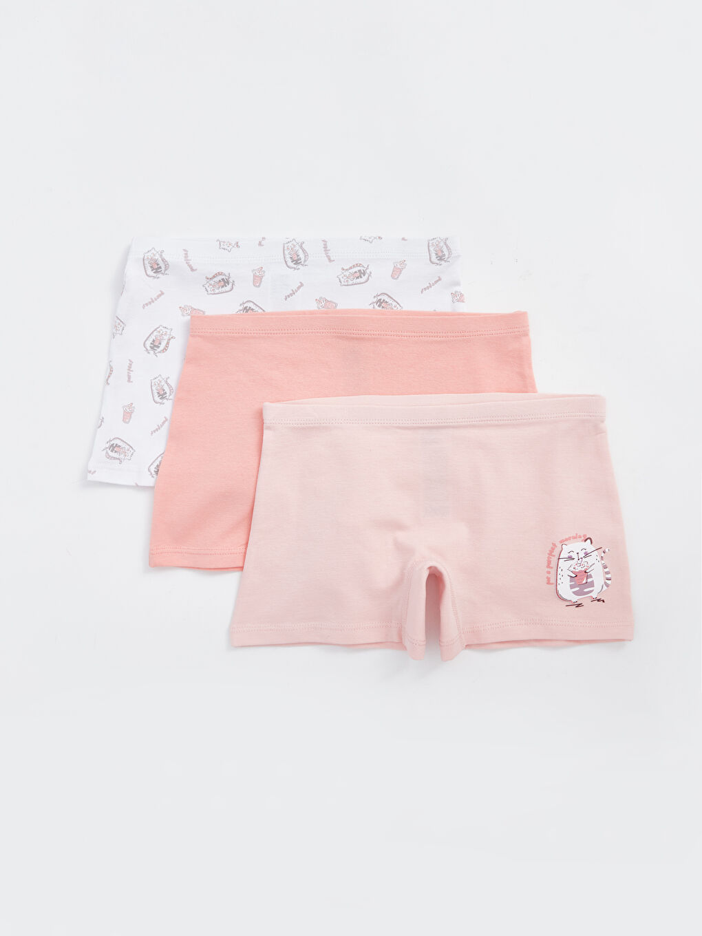 LCW Kids Pembe Baskılı Kız Çocuk Boxer 3'lü