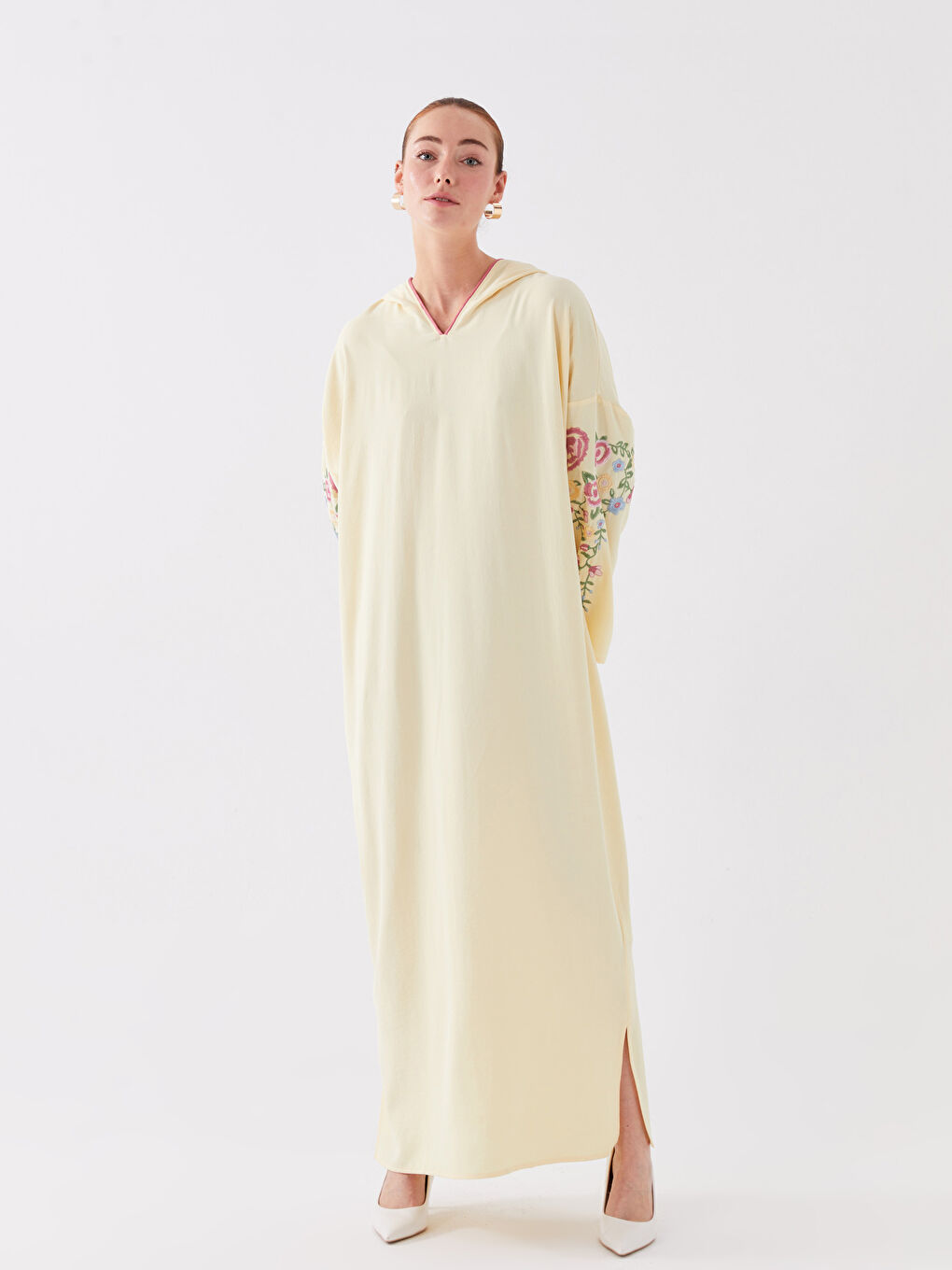 Hooded Embroidered Long Sleeve Oversize Women's Dress-1