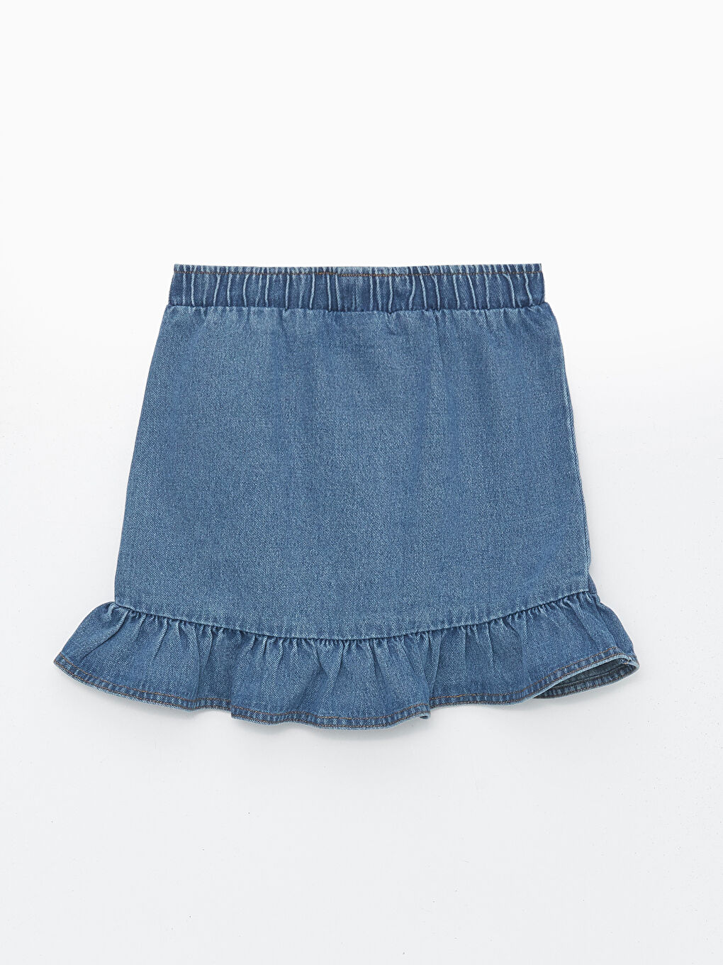 Elastic Waist Girl Jean Short Skirt-1