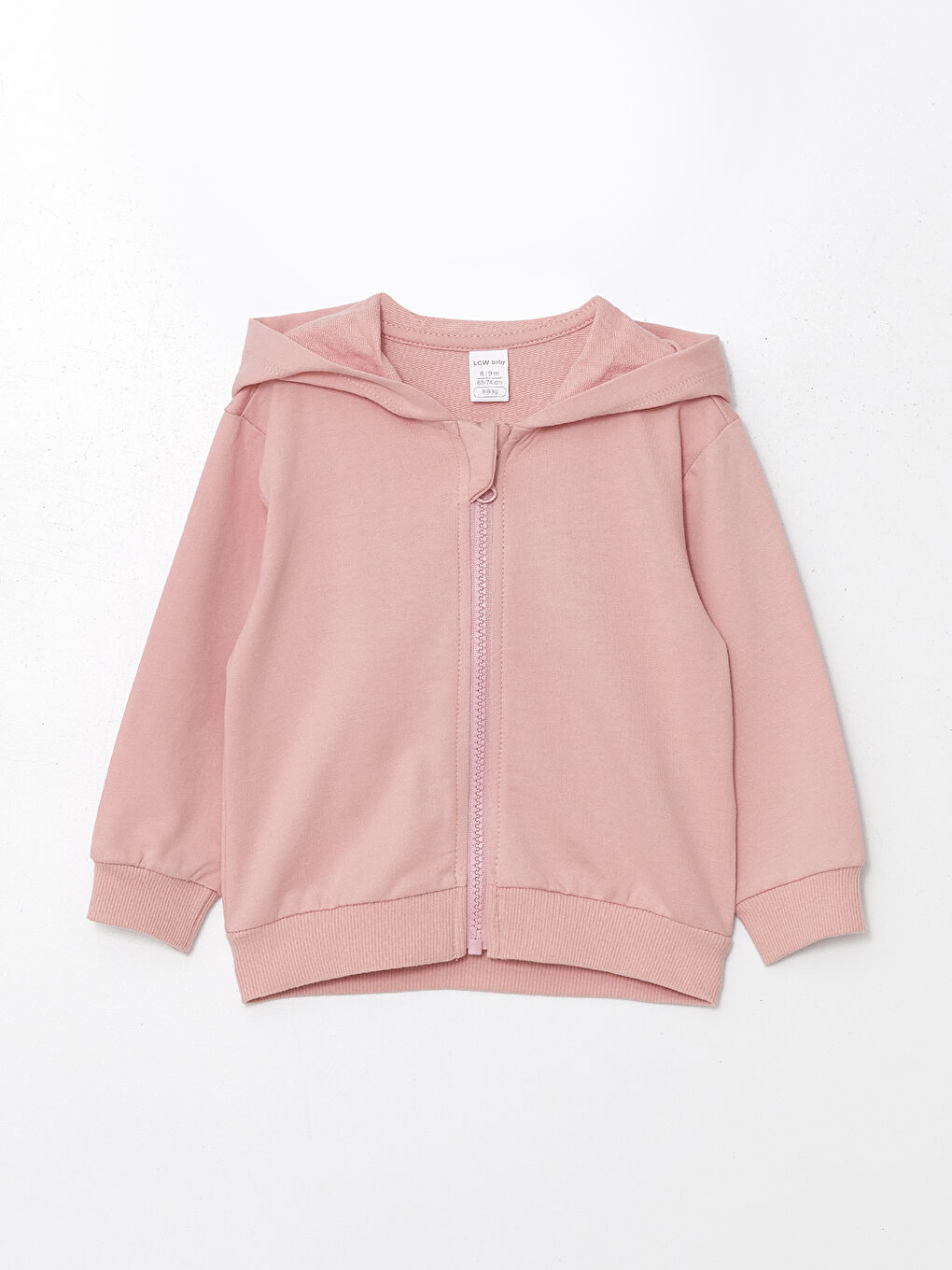 Pembe Kapüşonlu Basic Kız Bebek Hırka ve Tayt 2'li Takım-1