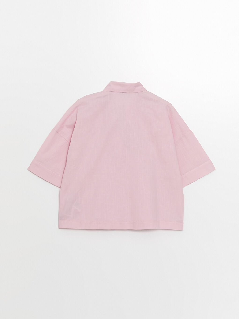 بلوزة أوفراسايز سادة بياقة قميص للسيدات-5