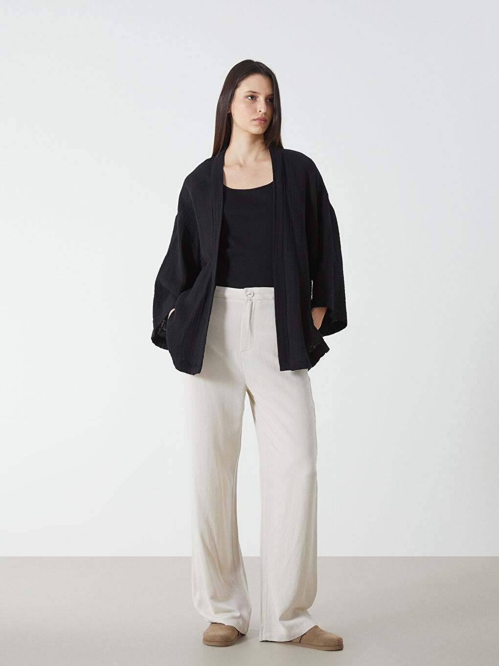 Shawl Collar Oversize Women's Kimono-1