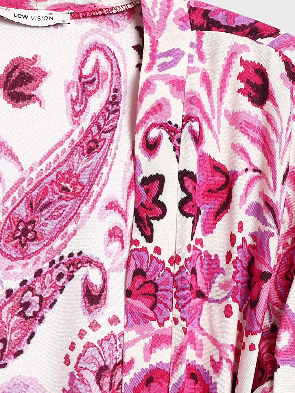 Shawl Collar Patterned Women's Kimono with Belt Detail -S4EE12Z8-LRA