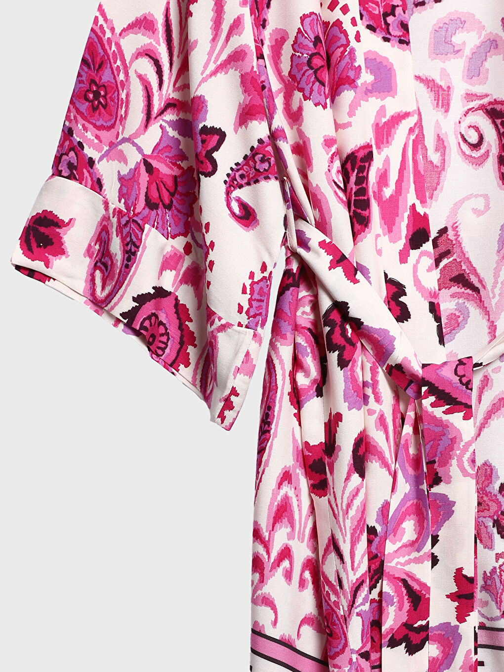 Shawl Collar Patterned Women's Kimono with Belt Detail -S4EE12Z8-LRA