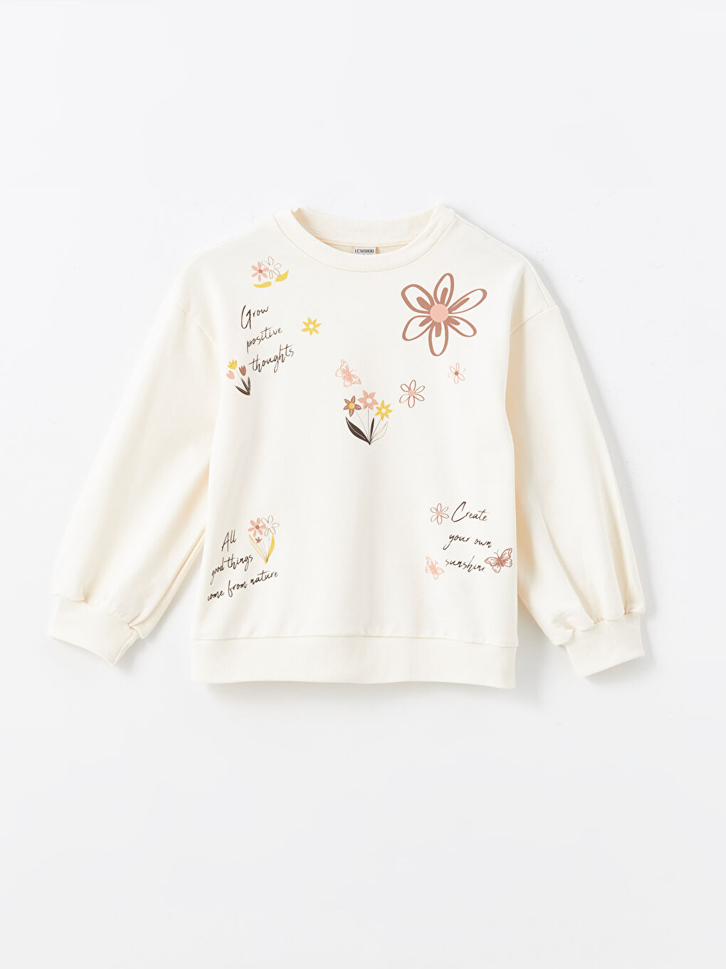 Crew Neck Printed Long Sleeve Girls' Sweatshirt and Tights-1