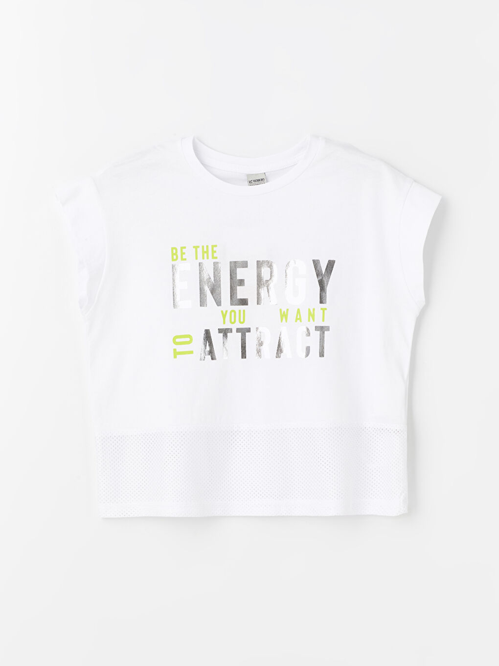 Beyaz Bisiklet Yaka Kız Çocuk Tişört