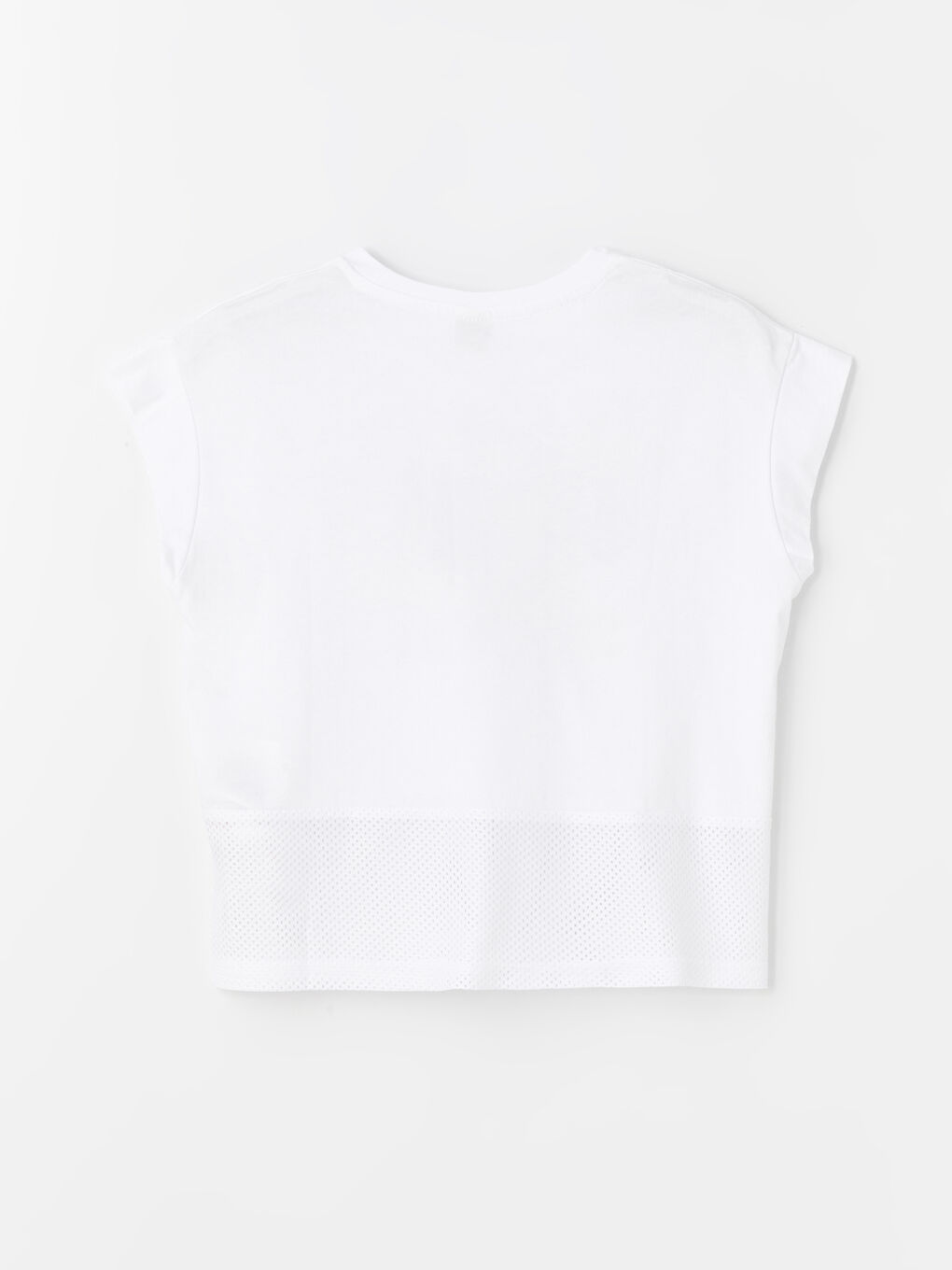 Beyaz Bisiklet Yaka Kız Çocuk Tişört-1