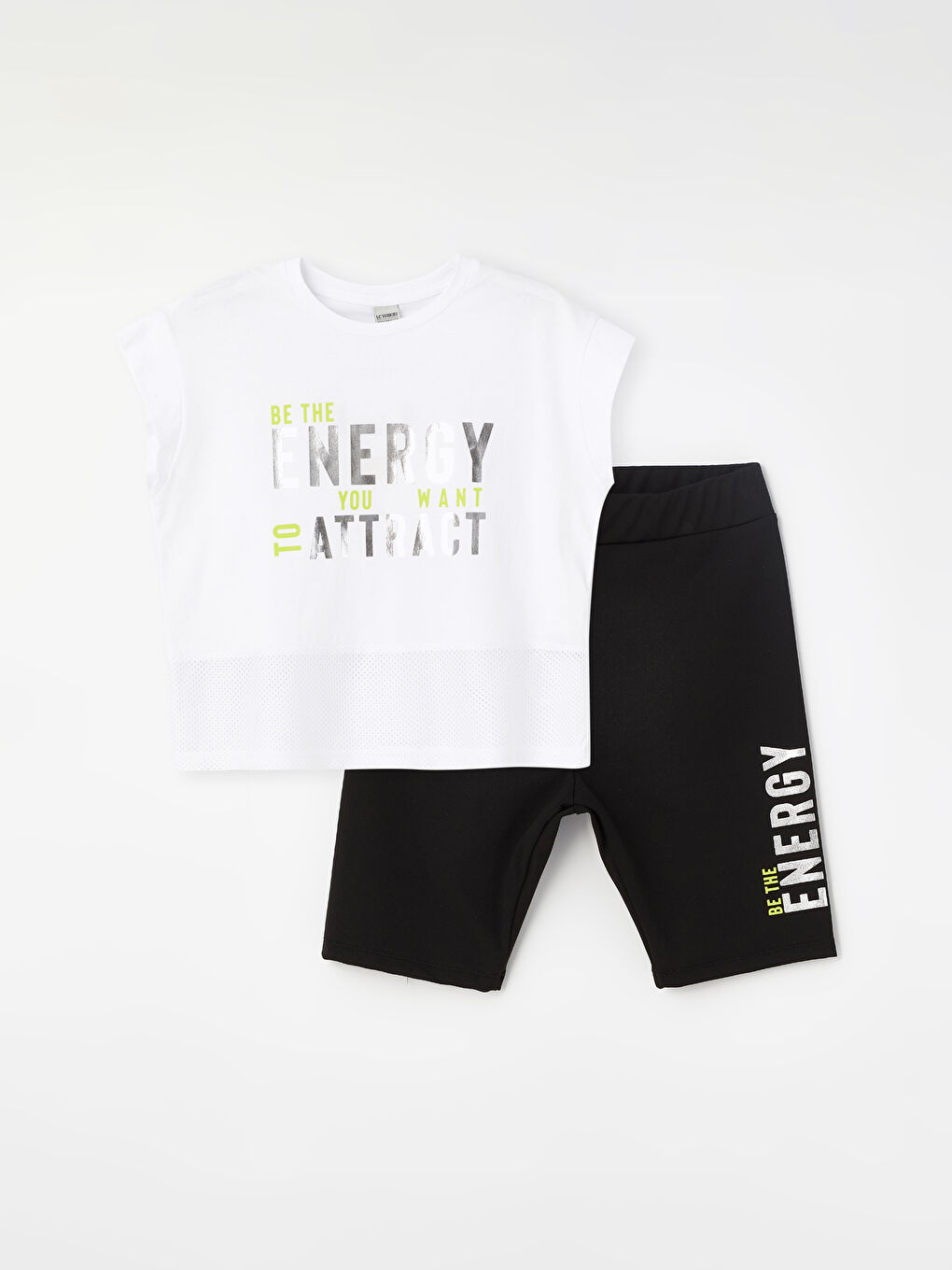 Crew Neck Printed Short Sleeve Girls' T-Shirt and Tights -S4EE55Z4-Q6K