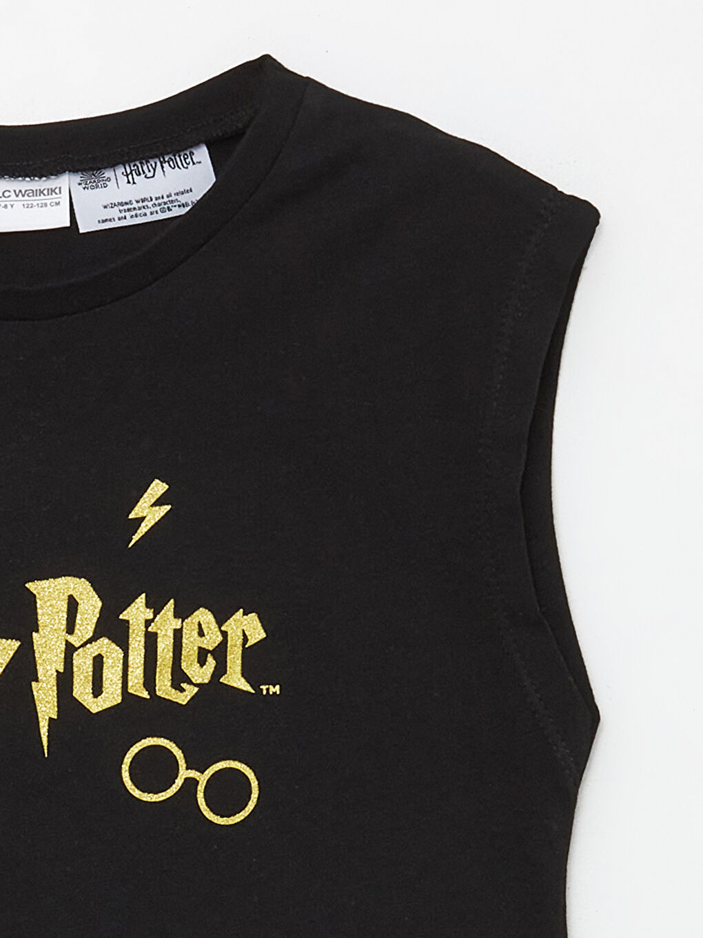 Siyah Bisiklet Yaka Harry Potter Baskılı Kız Çocuk Pijama Üst-2