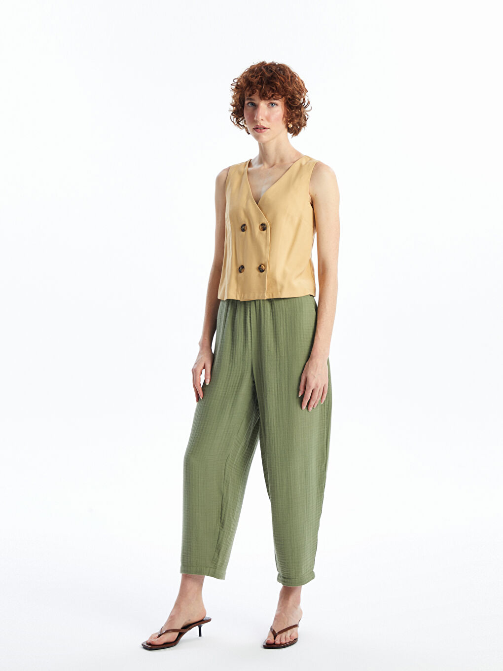 Elasticated Waist Relaxed Fit Women's Trousers -S4EE99Z8-V5N