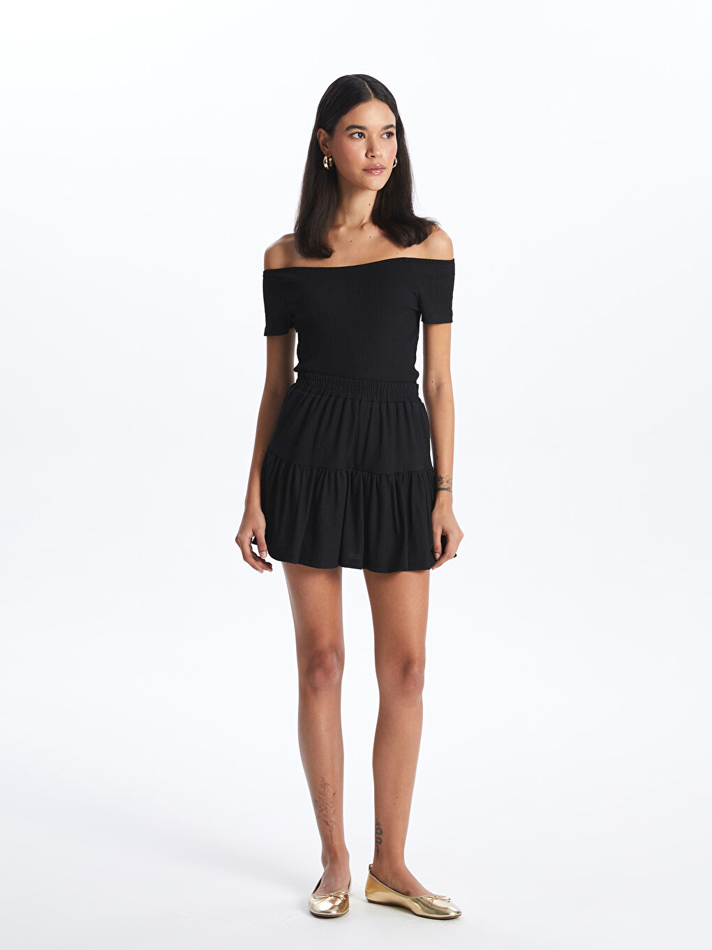 Women's Straight Elastic Waist Short Skirt -S4EG43Z8-CVL