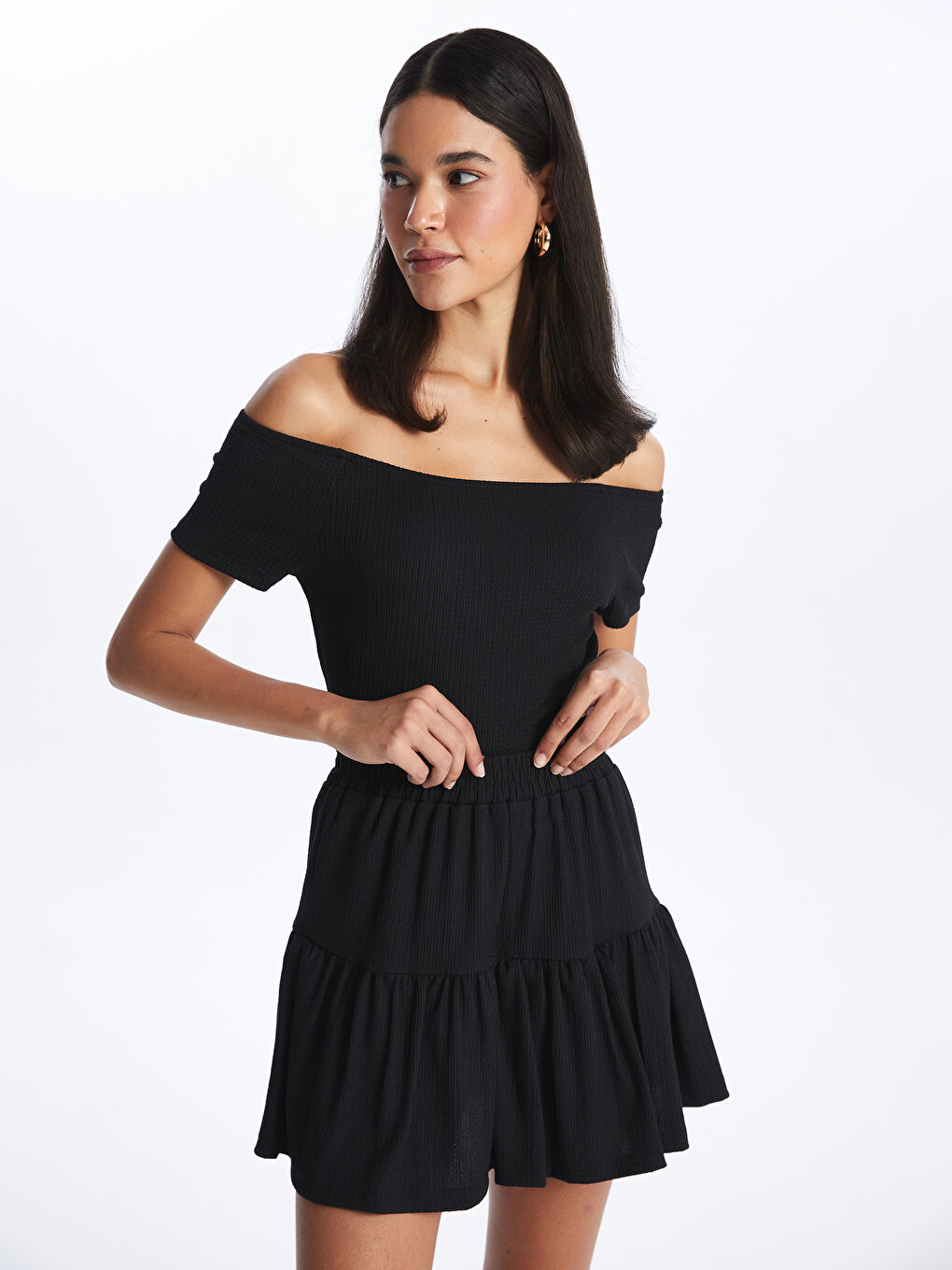 Women's Straight Elastic Waist Short Skirt -S4EG43Z8-CVL