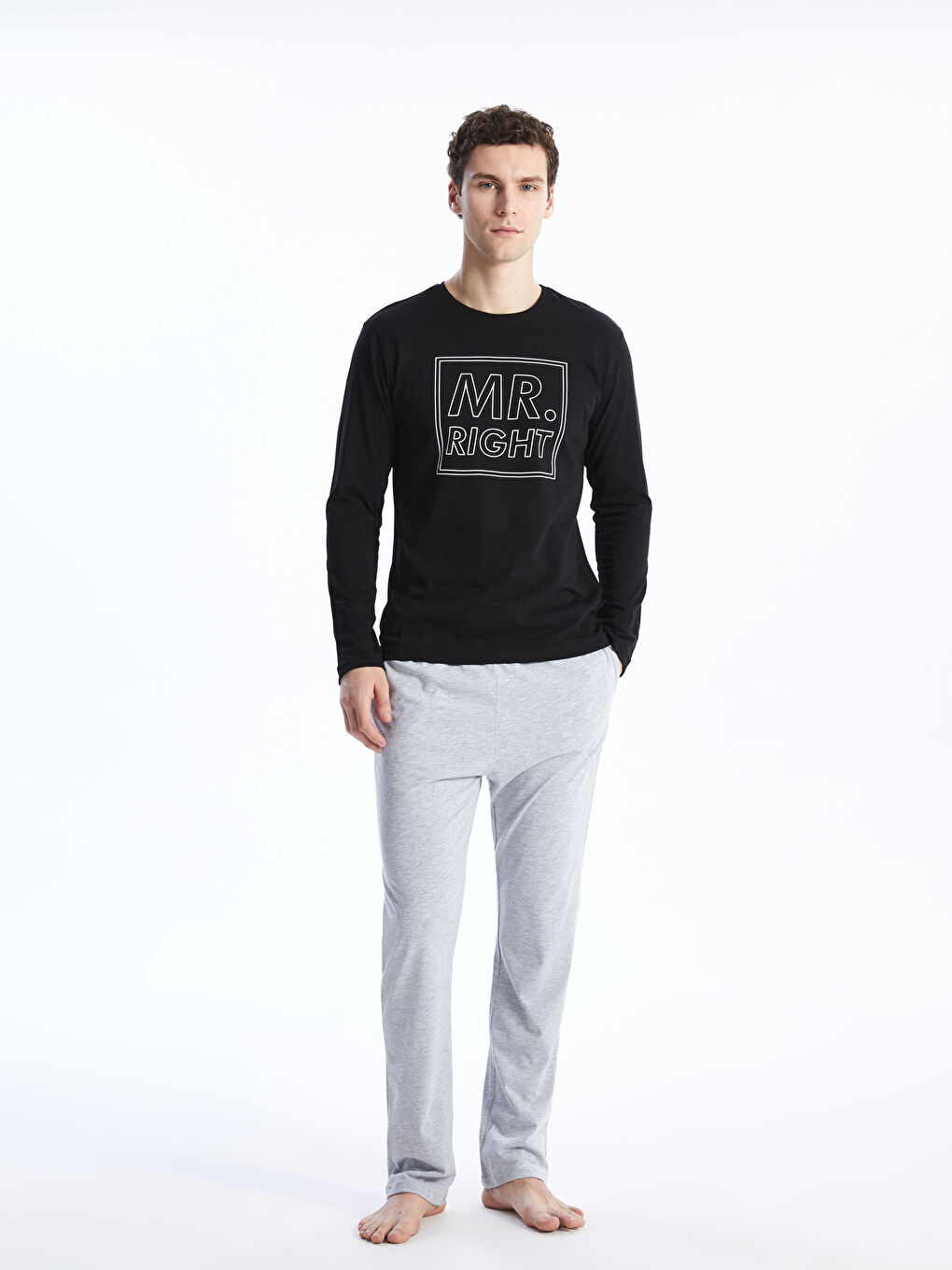 Siyah Standart Kalıp Erkek Pijama Takımı-2