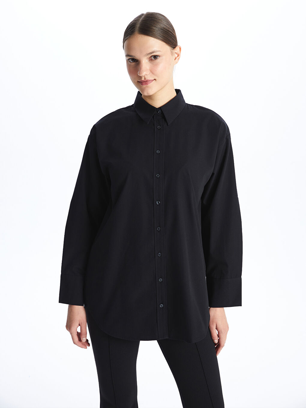 Plain Poplin Women's Shirt Tunic -S4EG86Z8-CVL