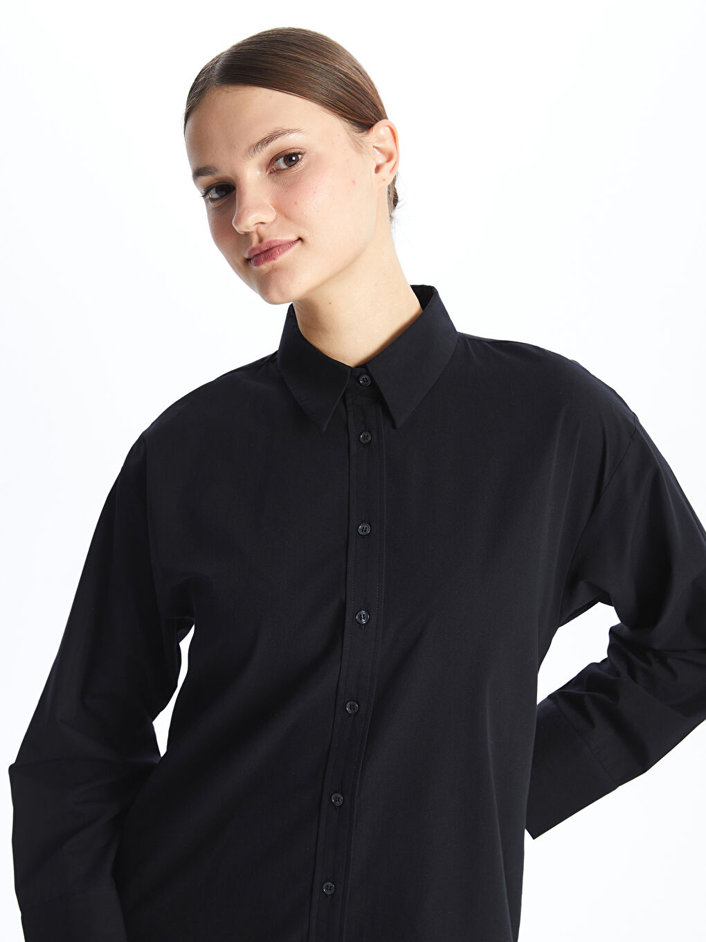 Plain Poplin Women's Shirt Tunic -S4EG86Z8-CVL