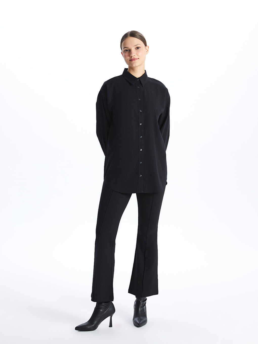 Plain Poplin Women's Shirt Tunic -S4EG86Z8-CVL