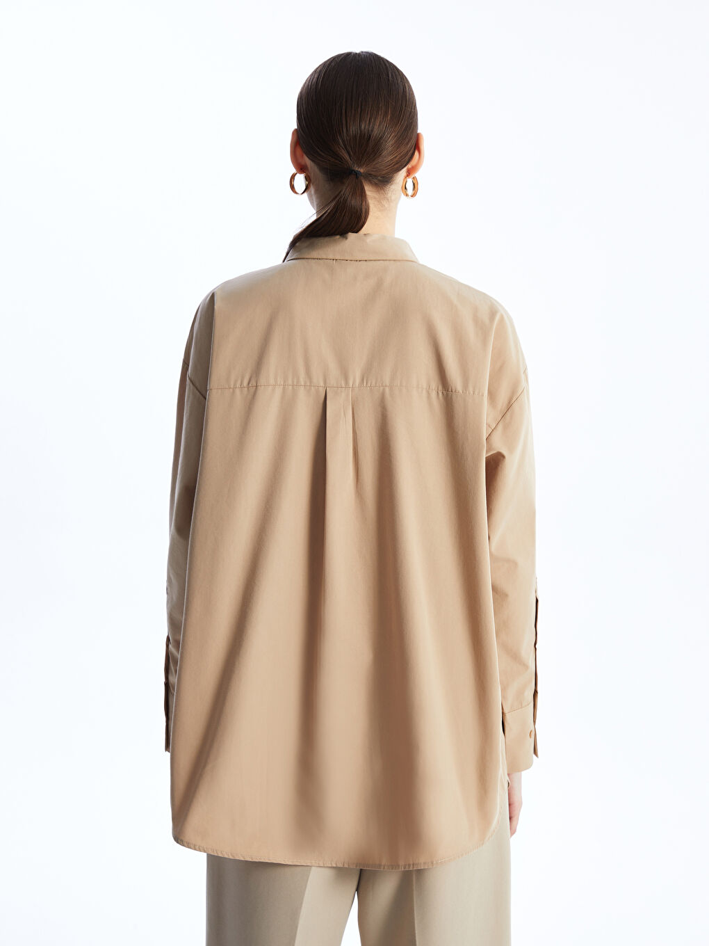 Plain Poplin Women's Shirt Tunic -S4EG86Z8-VBV