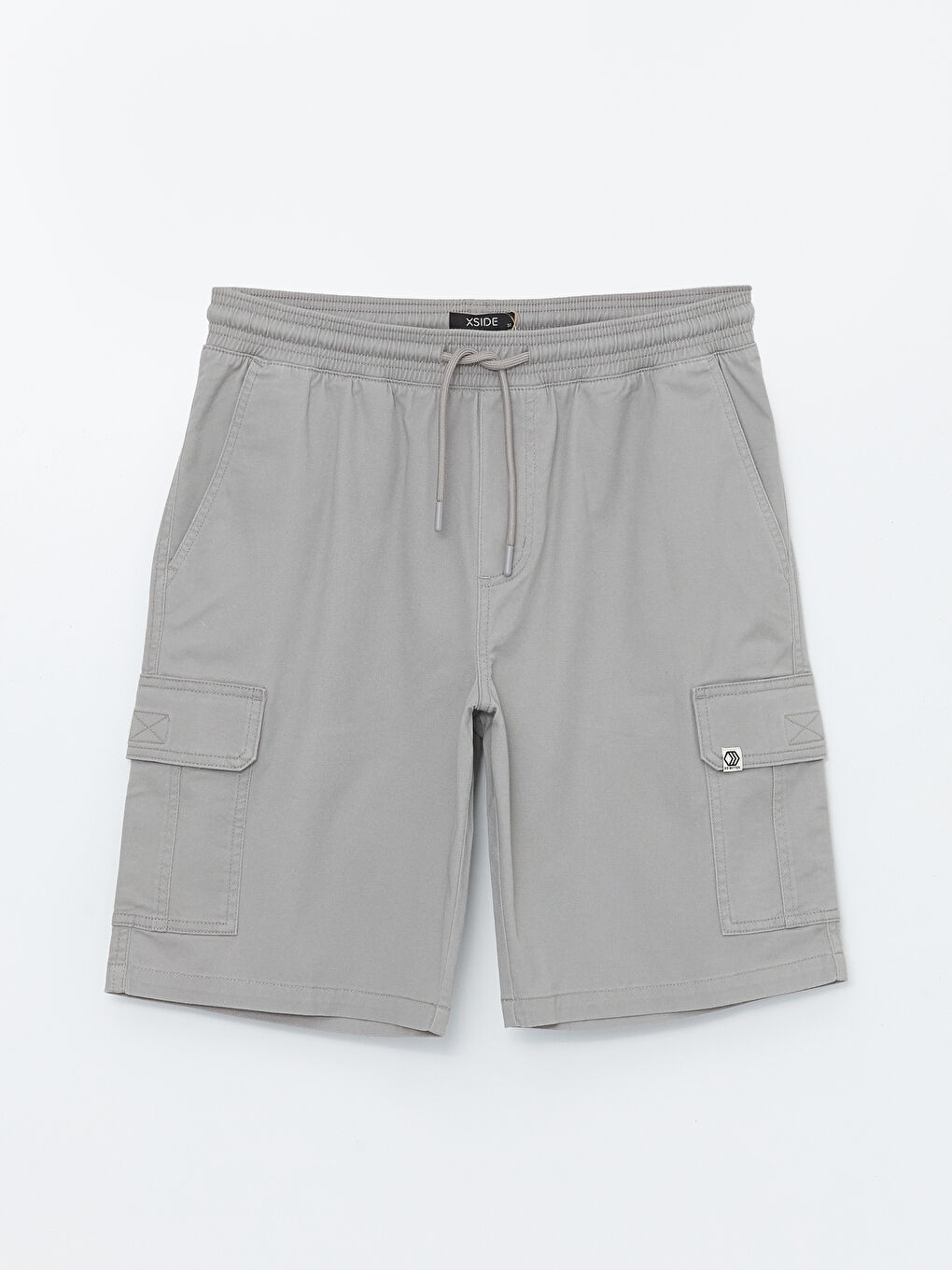 Gri Standart Kalıp Gabardin Erkek Bermuda Şort-5