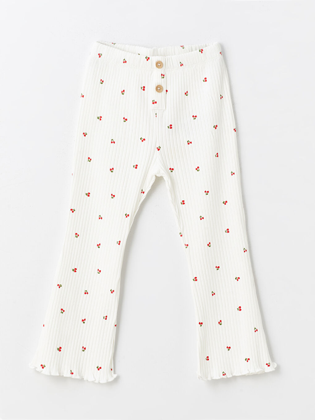 Ekru Beli Lastikli Baskılı Kız Bebek Tayt