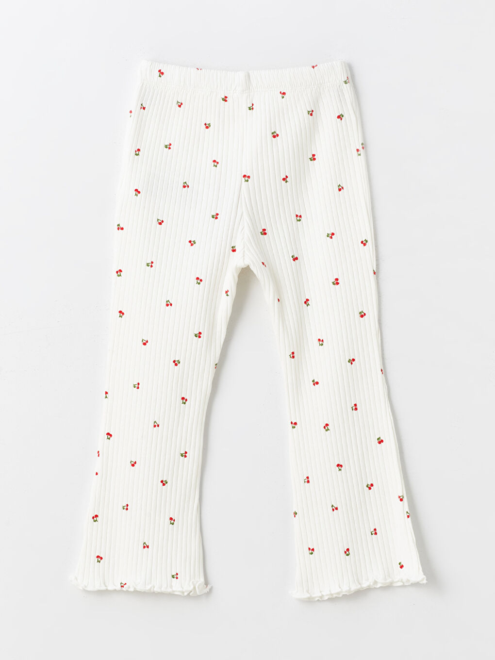 Ekru Beli Lastikli Baskılı Kız Bebek Tayt-1