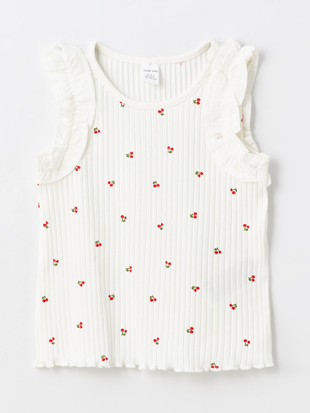 Ekru Bisiklet Yaka Baskılı Kız Bebek Atlet