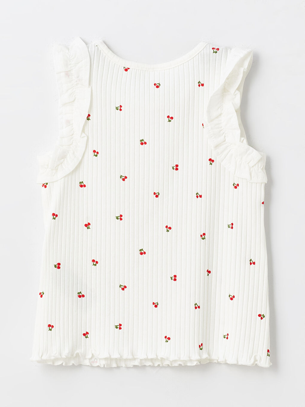 Ekru Bisiklet Yaka Baskılı Kız Bebek Atlet-1