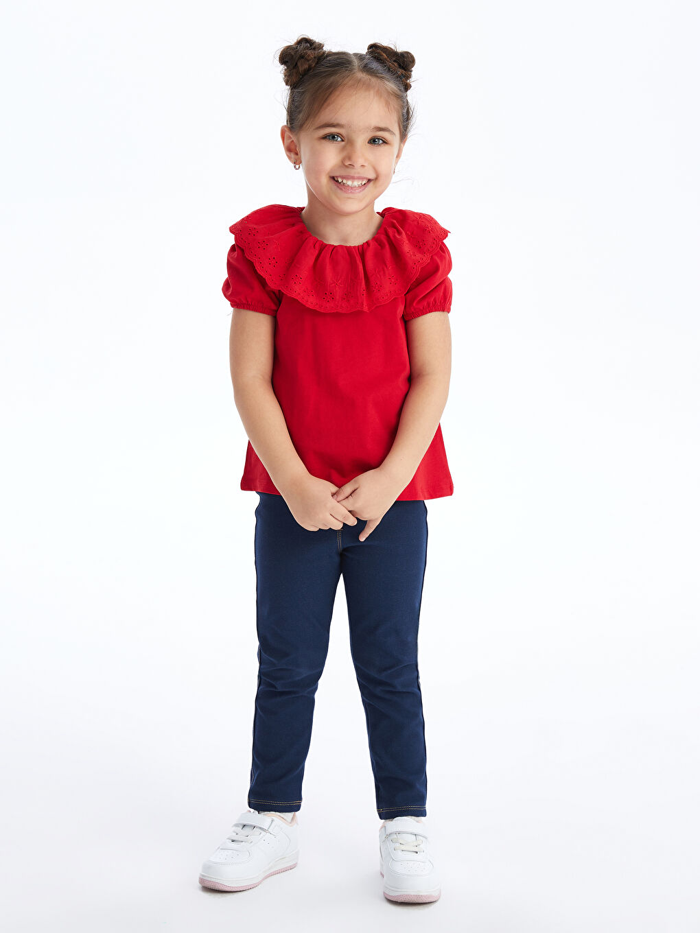 Crew Neck Short Sleeve Embroidery Detailed Baby Girl T-Shirt-1