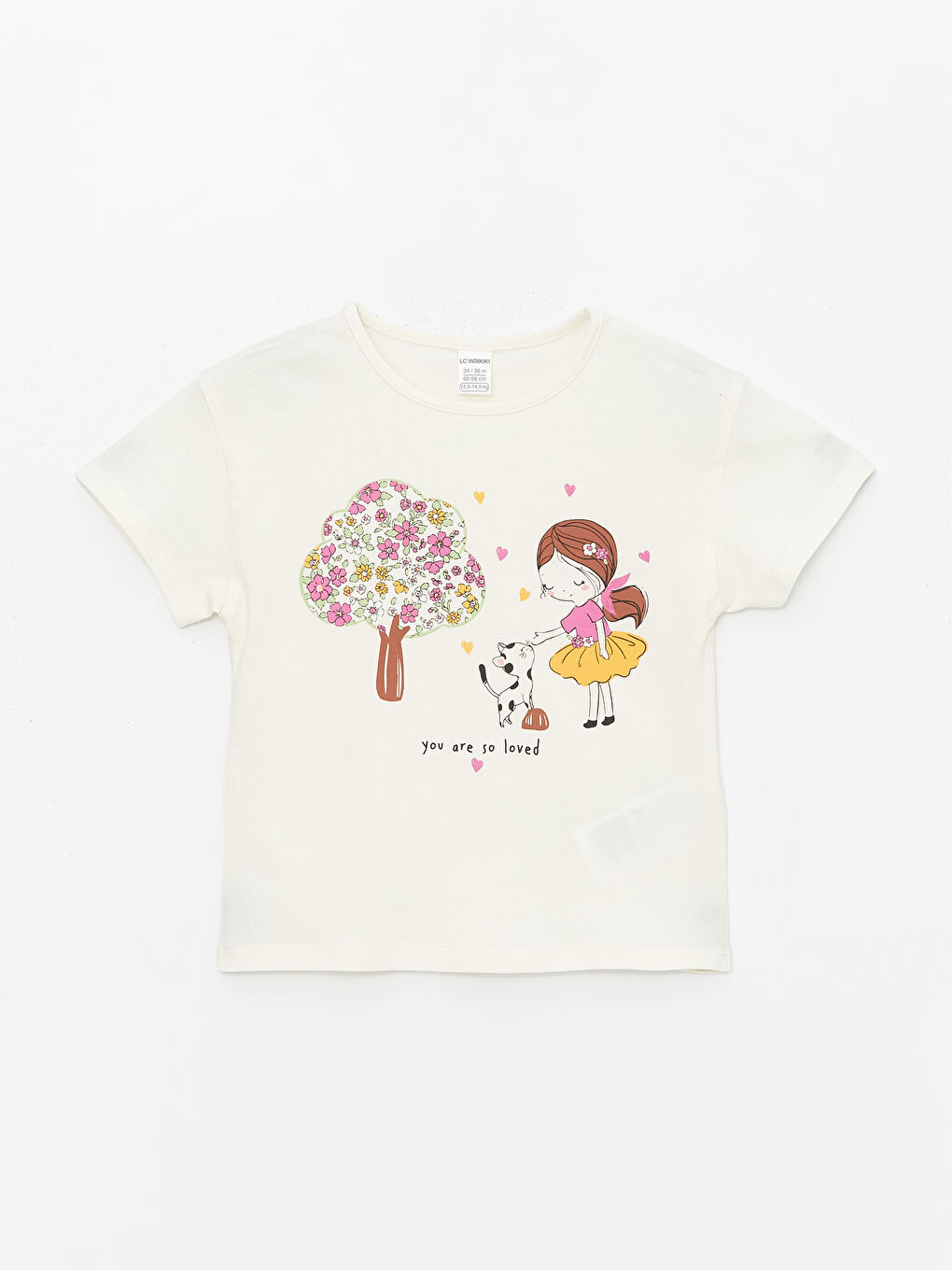 Crew Neck Printed Short Sleeve Baby Girls' T-Shirt