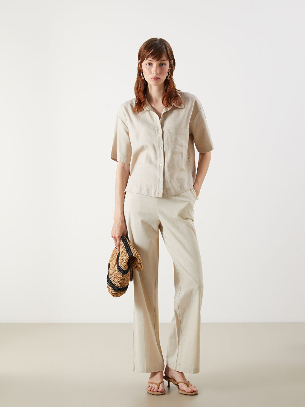 Linen Blend Women's Shirt -S4EI09Z8-K0E