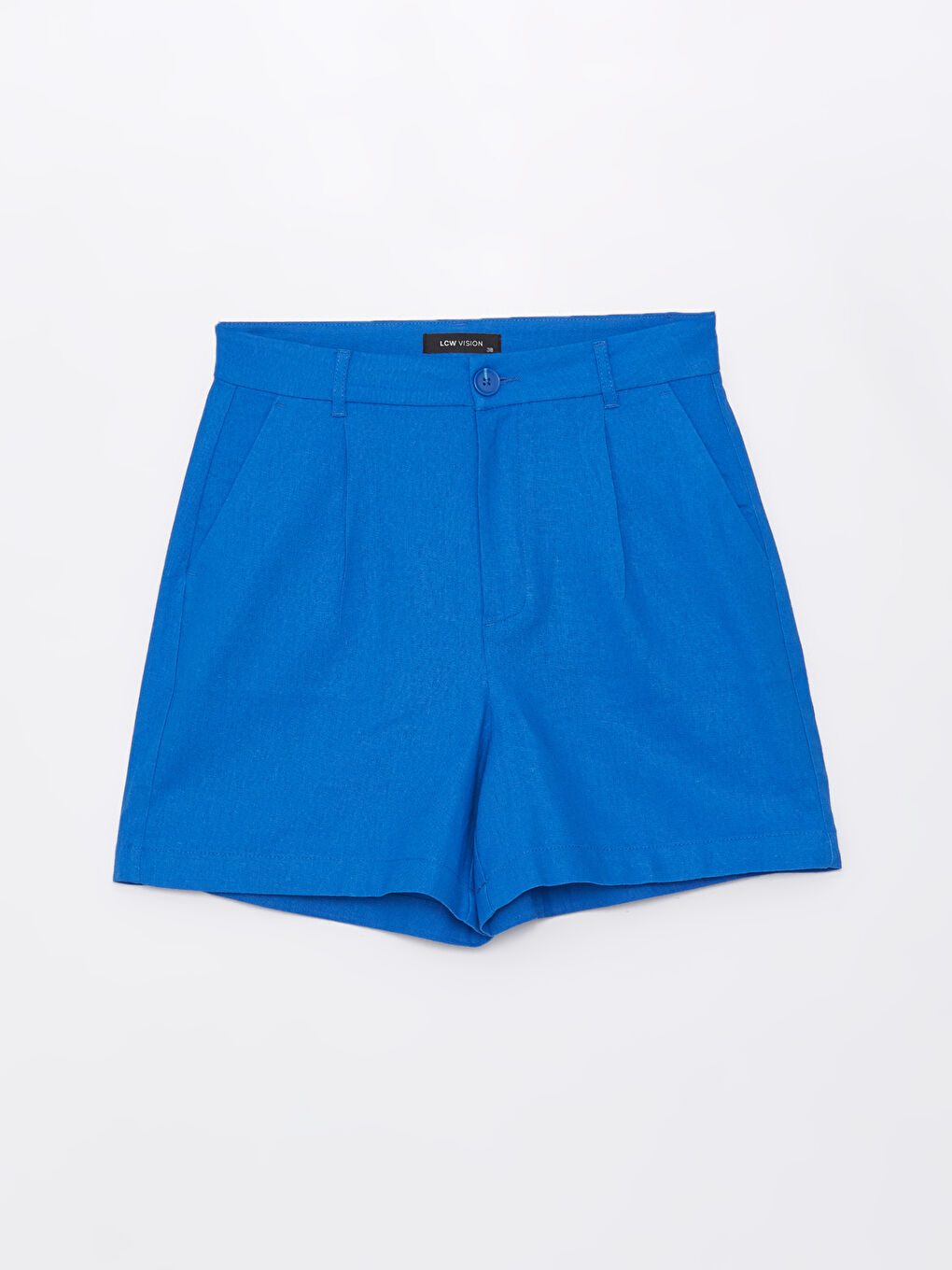 Standard Fit Plain Linen Blend Women's Shorts -S4EI13Z8-VZA