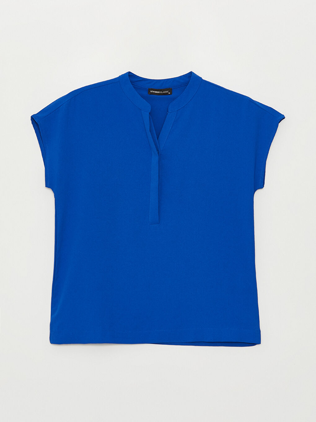 Блузка с вырезом с выемкой, однотонная, с коротким рукавом для женщин-5