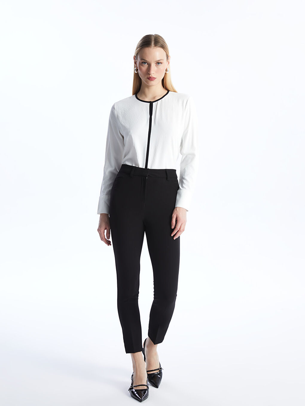 Women's Carrot Fit Plain Trousers -S4EI22Z8-CVL