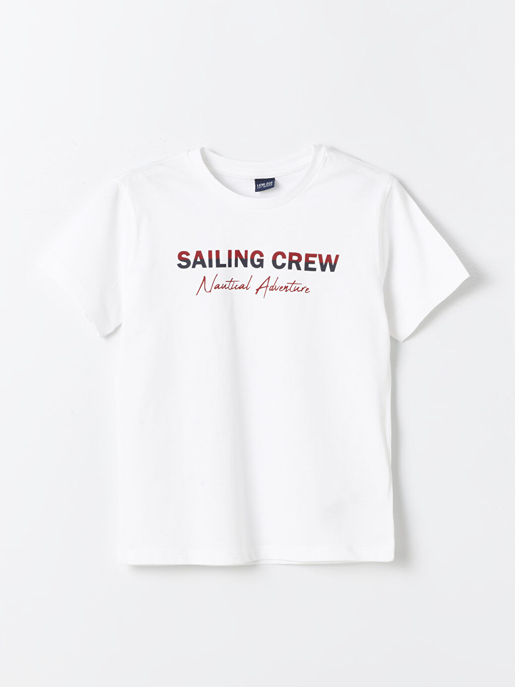 Beyaz Bisiklet Yaka Baskılı Kısa Kollu Erkek Çocuk Tişört