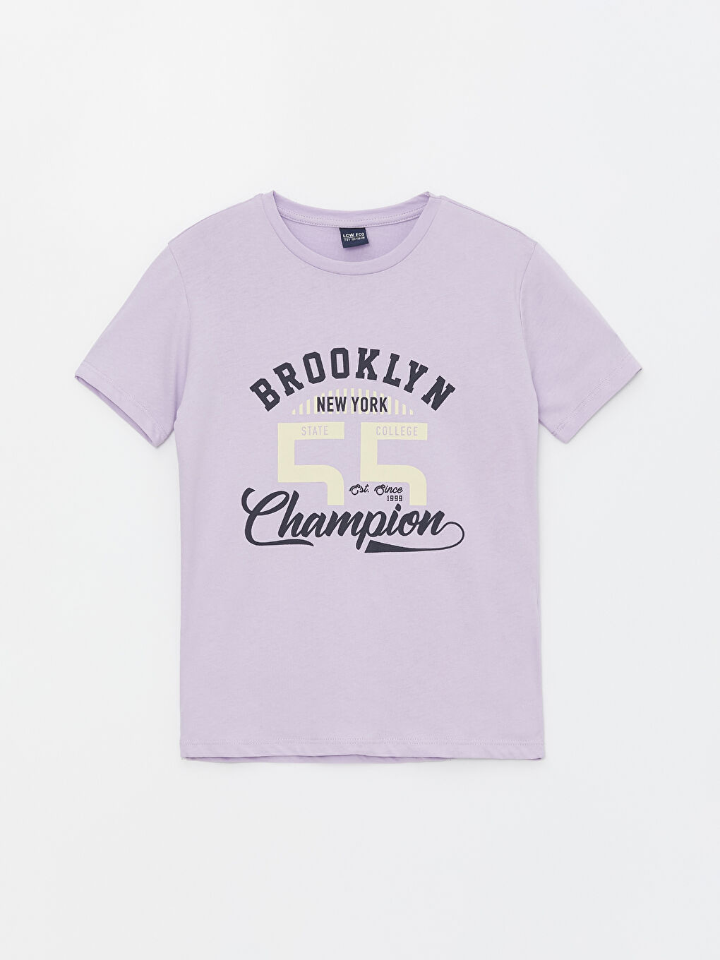 Lila Bisiklet Yaka Baskılı Kısa Kollu Erkek Çocuk Tişört