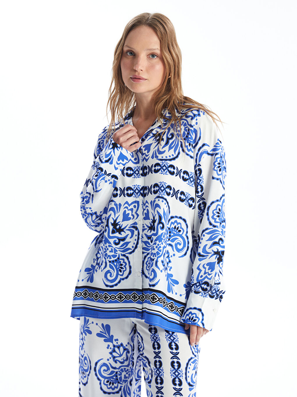 Patterned Long Sleeve Women's Shirt -S4EI94Z8-LQQ
