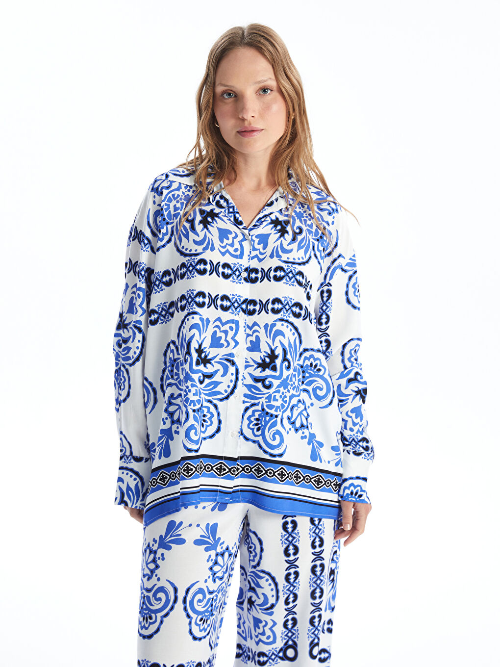 Patterned Long Sleeve Women's Shirt -S4EI94Z8-LQQ