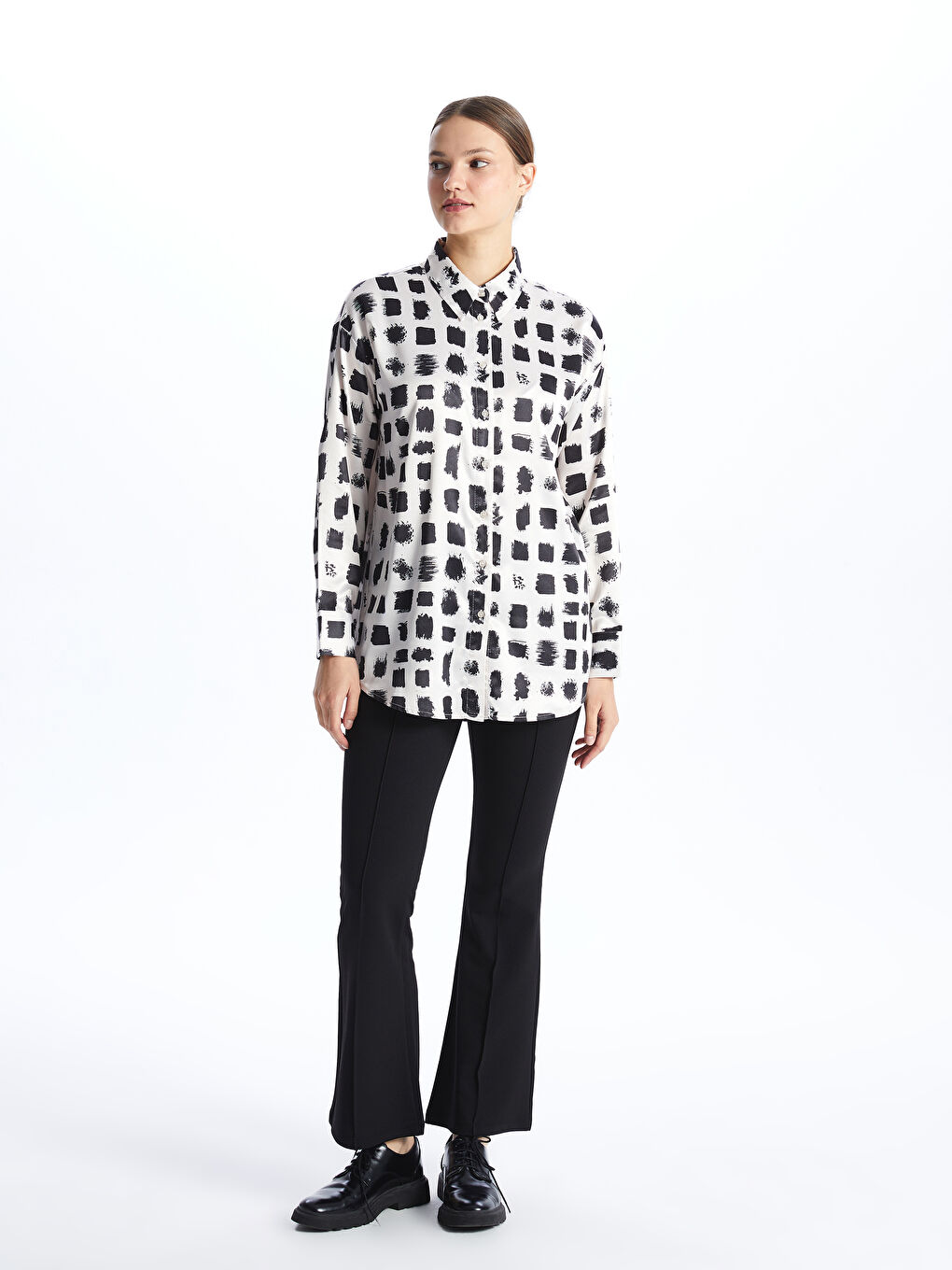 Patterned Satin Women's Shirt Tunic -S4EJ85Z8-LQJ