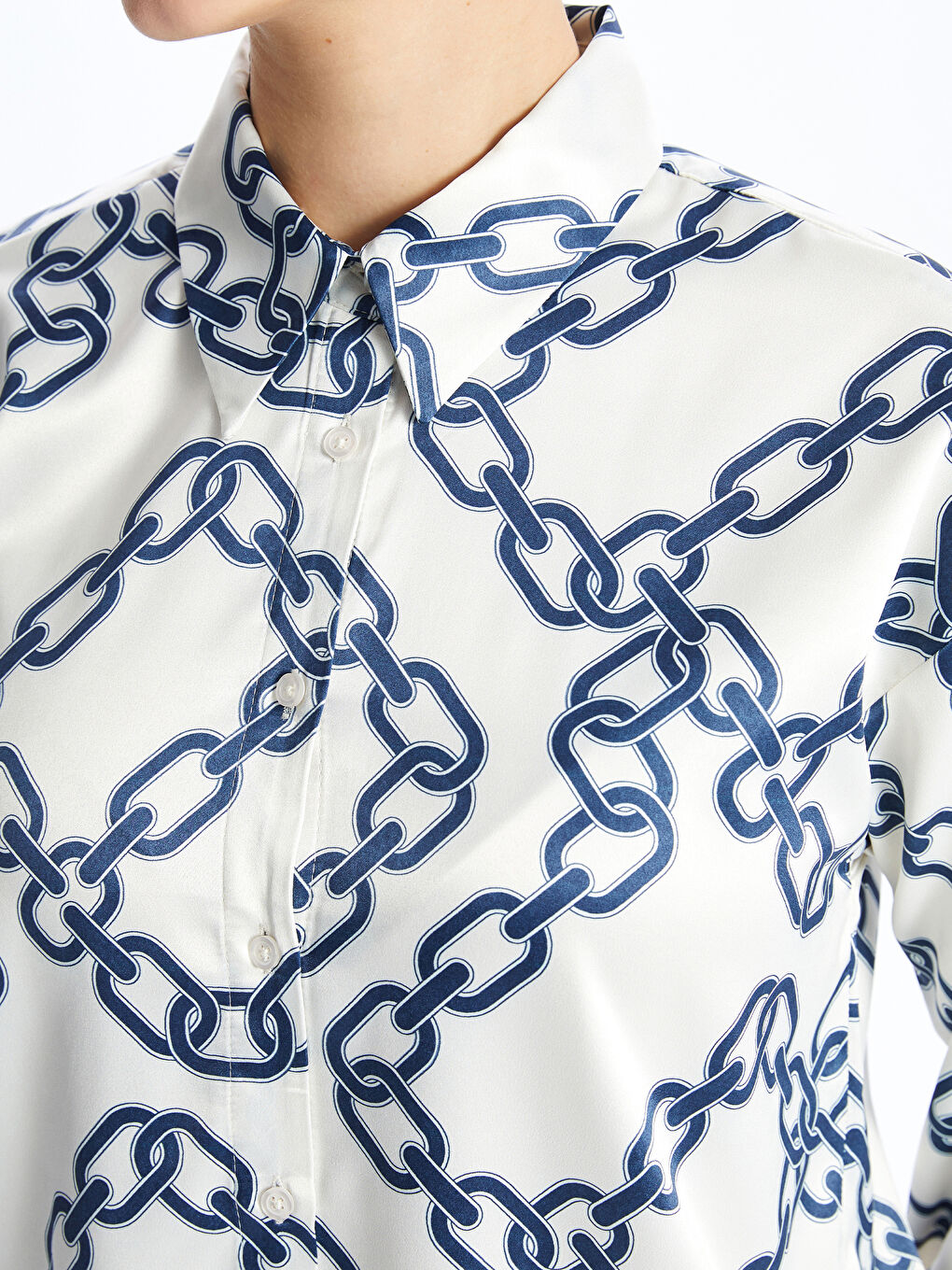 Patterned Satin Women's Shirt Tunic -S4EJ85Z8-LRA