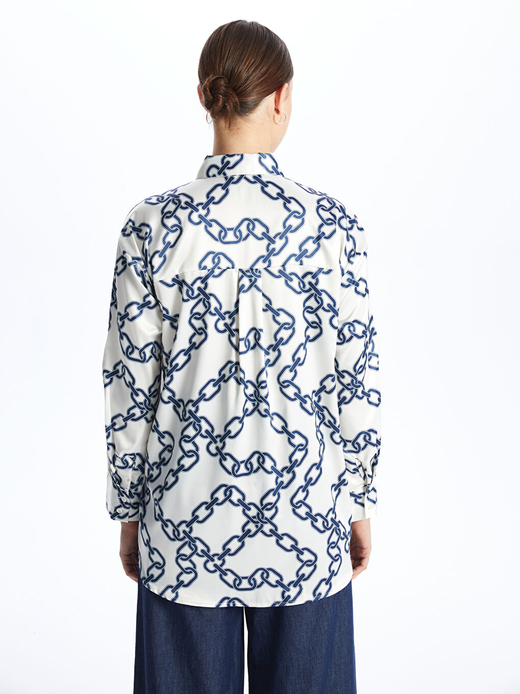 Patterned Satin Women's Shirt Tunic -S4EJ85Z8-LRA