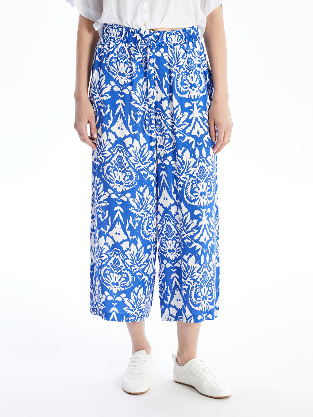 Women's Capri with Elastic Waist Pattern -S4EK59Z8-LQQ