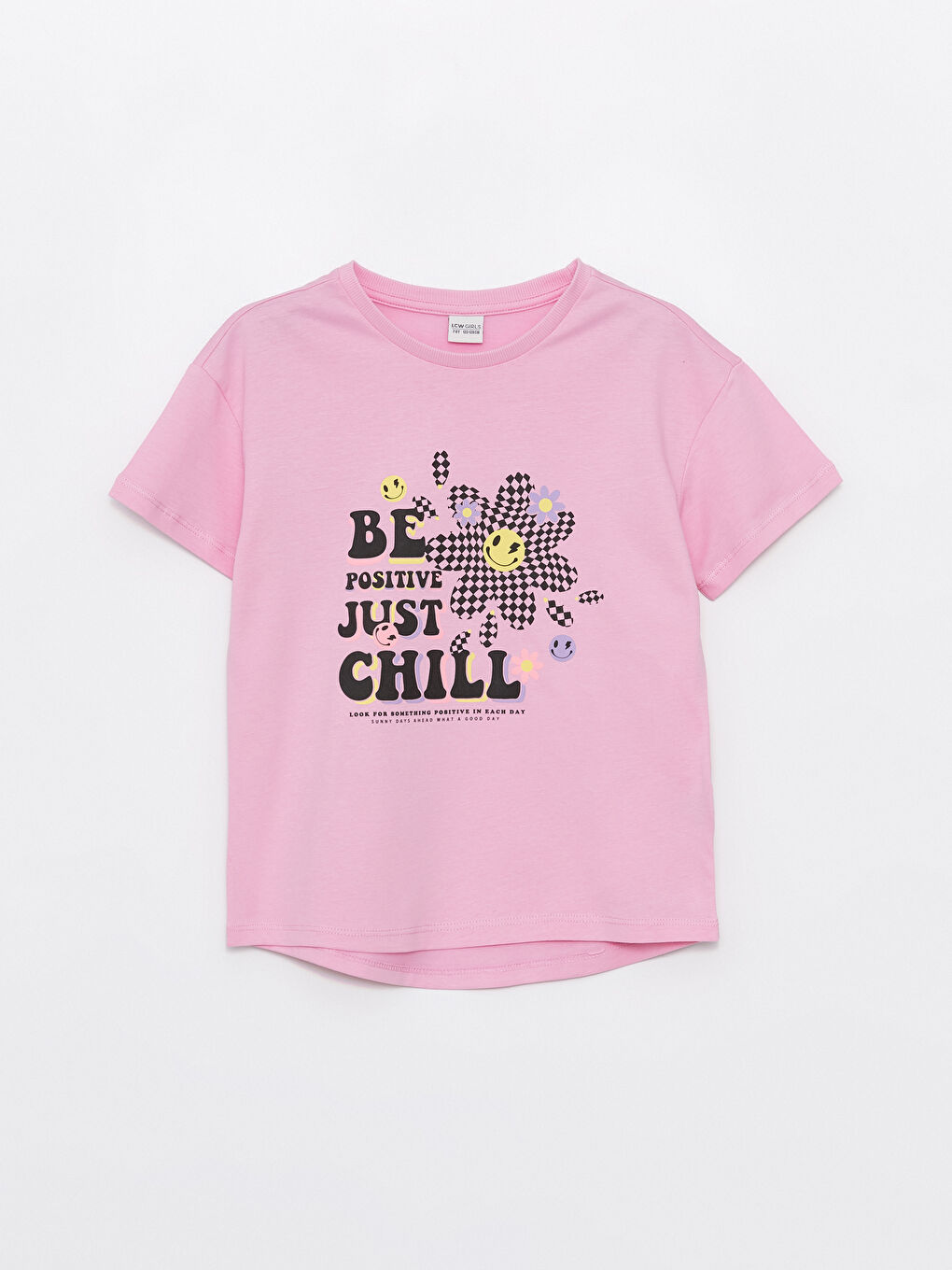 Crew Neck Printed Short Sleeve Girls' T-Shirt