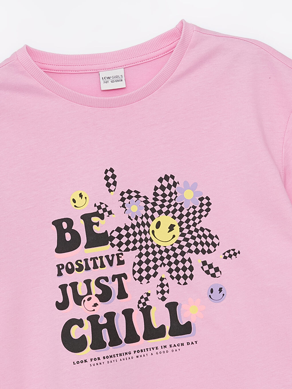 Crew Neck Printed Short Sleeve Girls' T-Shirt-1