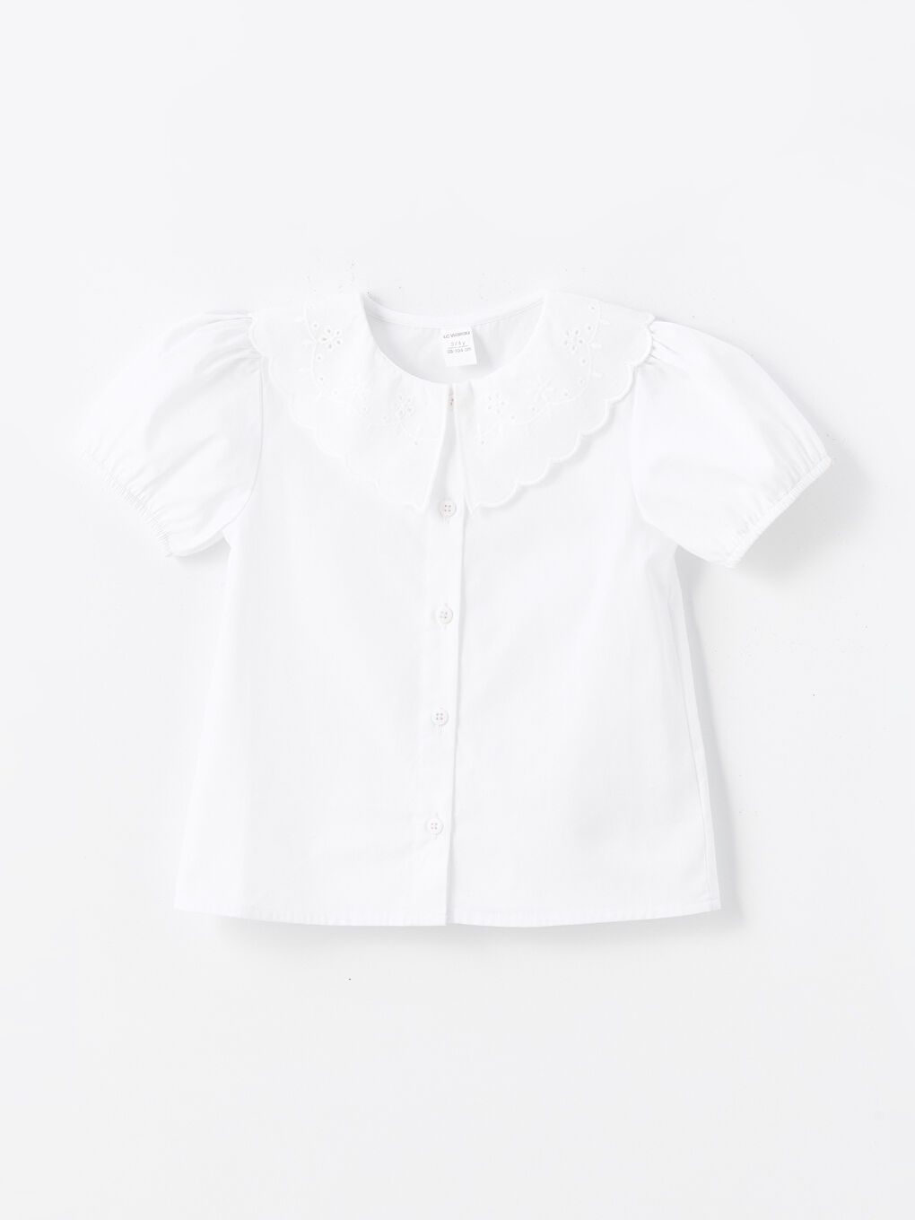 Baby Girls' Peter Pan Collar Short Sleeve Basic Shirt
